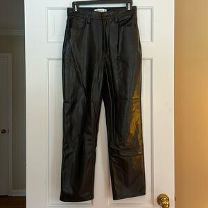 Abercrombie & Fitch Vegan Leather Ankle Straight Pant, Size 28